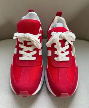 J/Slides Urban Sport Red/White Low Top Lace-Up Gummy Athletic Trendy Sneakers thumbnail 1