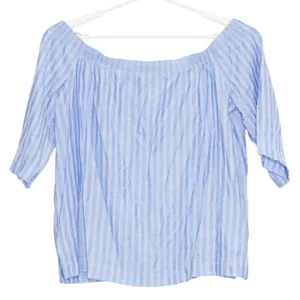 Ann Taylor Womens Top Off Shoulder Boxy Lightweight Stripe Blue Size Large FY thumbnail 2