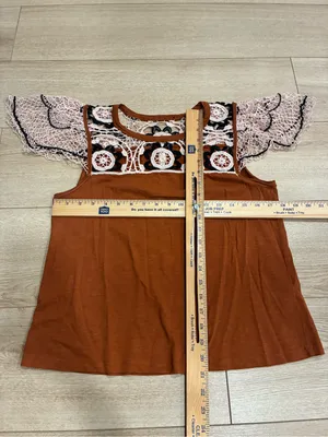 By Anthropologie Women’s Flutter Sleeve Top Lace Size M thumbnail 3