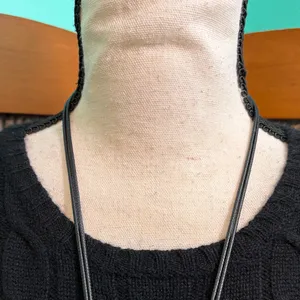 Classic Black Cashmere Cable Knit Sweater Size M thumbnail 2