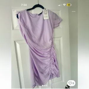 Zara Lilac Side-Ruched Mini Dress thumbnail 4