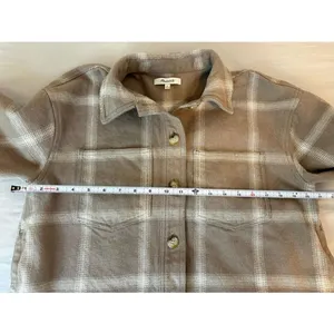 Madewell Plaid Shacket Overshirt Jacket Beige Taupe Side Pockets Medium thumbnail 4
