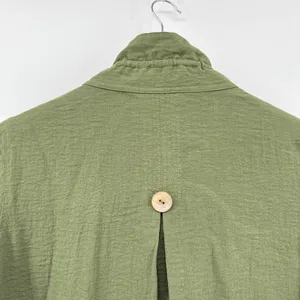 JOHN MARK Olive Green Textured‎ Button Front Shirt Tunic Top Size Small Roll Tab thumbnail 6