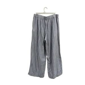 Old Navy Womens High-Rise Super Wide Leg Linen Blend Striped Pants Blue White L thumbnail 2