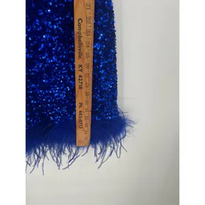 B. Darlin Sequin Feather Trim Open Back Mini Dress Women 15/16 Royal Blue Glam thumbnail 7