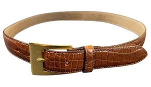 Talbots Made in Italy Brown Croc Embossed Genuine Leather Belt Women’s M Y2K VTG thumbnail 1