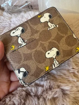 NWT Coach X Peanuts Snap Wallet In Signature Canvas With Snoopy Print CBN32 thumbnail 8