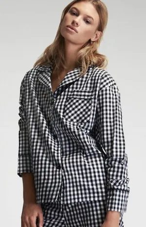 Sleeper black and white gingham long sleeve top size small thumbnail 1