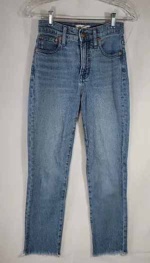 Madewell The Perfect Vintage Jean Raw Hem Edition Blue MidRise Women's Size 23 thumbnail 1