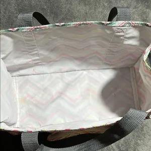 Thirty-One Pink and Yellow Chevron Tote Bag thumbnail 3