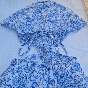 Olivaceous Blue and White Floral Mini Dress Size M thumbnail 9