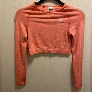 Gymshark Pink Vital Seamless Long Sleeve Crop Top Size Small thumbnail 1