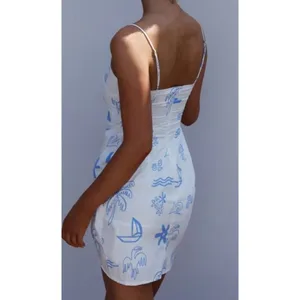 Selfie Leslie Indi Luxe Euro Trip Wrap Mini Dress in Nautical White Sz. L thumbnail 2