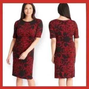 Connected Apparel Women's Elbow Sleeve Printed Sheath Dress Size 4 Petite NWOT thumbnail 2
