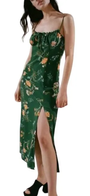 Urban Outfitters April Tie-Back Midi Slip Dress Green Medium thumbnail 1