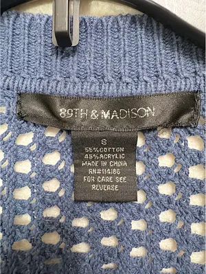 89th & Madison Size S Blue Open Knit Cropped Shrug Cardigan Sweater thumbnail 4