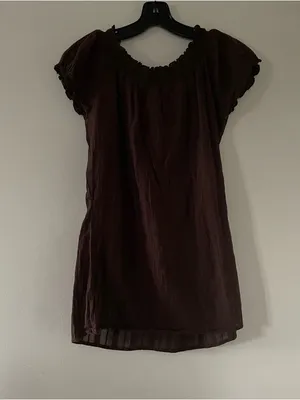 Maurice's Brown Boho Babydoll Peasant Top Medium Cottagecore Earthy 100% Gauze Cotton thumbnail 7
