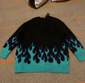Adika Fuzzy Black and Teal Flame Sweater thumbnail 3
