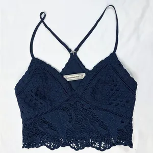 Abercrombie Crochet Lace Racerback Crop Tank - Navy - XS thumbnail 2