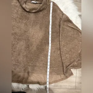Zara Turtleneck Poncho Textured Brown Knitwear Size M thumbnail 2