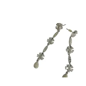 Longleaf Sparkle Floral Formal Dangle Earrings‎ Stoned Silver thumbnail 5