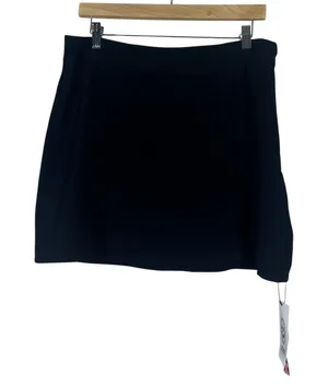 NWT Cider Solid Mini Skirt Black Dark Academia Side Slit Stretch Size XL thumbnail 1
