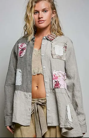 POL Patchwork Button Flannel thumbnail 2