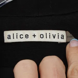 Alice + Olivia Lamb Leather Trim Draped Blazer Jacket Black Womens Size S‎ thumbnail 4