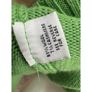 Talbots Green Wool Cashmere Cable Knit Detail V-Neck‎ Sweater Women's Size L thumbnail 6