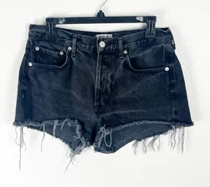 AGOLDE Black 100% Cotton Button Fly High Rise Cut-Off Denim Jean Shorts Size 27 thumbnail 1