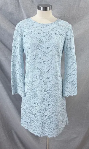 Shoshanna‎ Rae Baby Blue Lace Shift Midi Dress 3/4 Sleeve Size 6 thumbnail 1