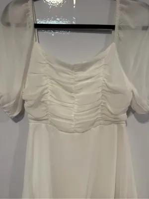 White Puff-Sleeve Altar’d State Mini Dress thumbnail 2