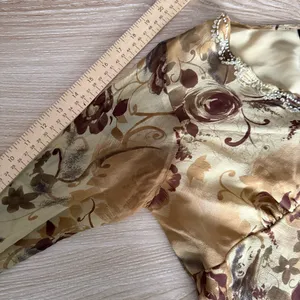 Y2K Large Silk Babydoll Top Mesh Sleeve Floral Renaissance Goblin Forest thumbnail 7