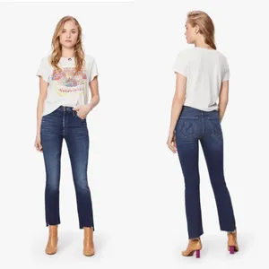 MOTHER The Insider Crop Step Fray Denim Jean Blue Sweet and Sassy Size 26 thumbnail 2