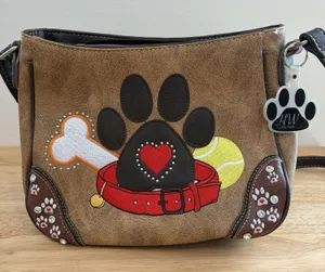 Dog Paw Print Handbag Crossbody Purse Shoulder Bag Western Style Pet Animal thumbnail 1