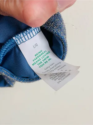 Aerie Sparkle Straight Scoop Swim Top Metallic Blue Silver Shimmer Bikini Size L thumbnail 10