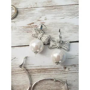 Job Lot of 9 Pairs of Earrings Silver Tone Pre Owned Earrings for Pierced Ears thumbnail 6