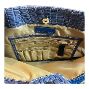 Attention Tote Bag Womens Large‎ Purple Croc Embossed Laptop Work Professional thumbnail 6