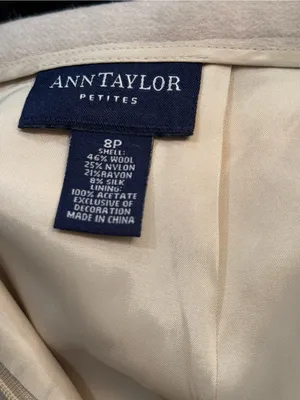 Ann Taylor Cream Midi Skirt with Brown Velvet Decorative Hem Border Sz 8P thumbnail 5