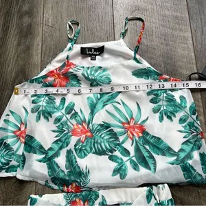 Lulu’s Evadne White and Teal Tropical Print Two-Piece Maxi Dress NWT Size XS thumbnail 10