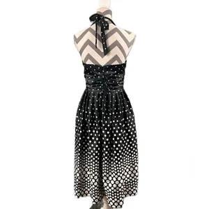 Eliza J Polka Dot Halter Dress - Size 6 NWT - Retro Fit & Flare Black White thumbnail 6
