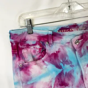 American Eagle Size 16 Jeans Handmade Tie Dye Mom Jeans‎ Pink Blue High Rise 974 thumbnail 6