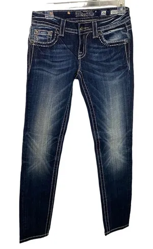 New Miss Me Jeans Women’s Size 26 skinny Denim Embellished flap Pockets‎ thumbnail 1