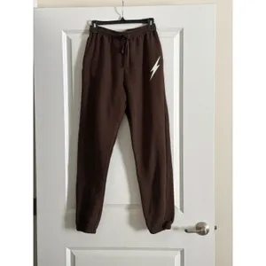 American Apparel Brown Sweatpants Lightning Bolt ReFlex Fleece Joggers Small thumbnail 2