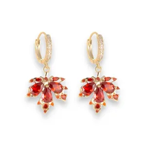 Elegant Maple Leaf Dangle Drop Earrings for Women Gold thumbnail 1