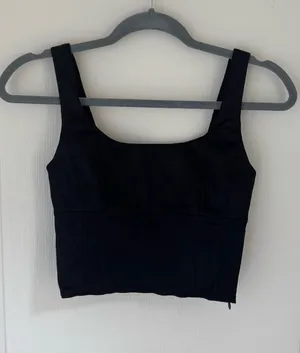 Aritzia Wilfred Shine Satin Bustier in Black thumbnail 1