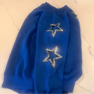 True Vintage OPEN TO SKIN Sexy Star Cutout Blue Sequin Top M thumbnail 2
