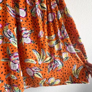 Anthropologie Kourt Aria Linen Tropical Short Dress Pockets Fruit Bird Medium thumbnail 11