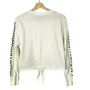 Hollister White Tie‎ Front Checker Sleeve Long Sleeve T-Shirt S thumbnail 2