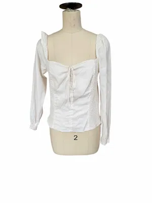 Reformation‎ 'Isadora' White Cotton Top Size 12 thumbnail 2
